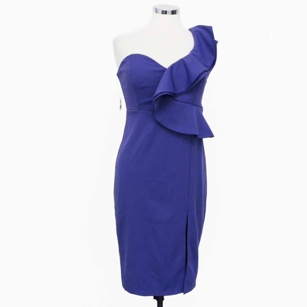 Bebe -  One-Shoulder‎ Ruffle Midi Dress - Picture 7 of 15